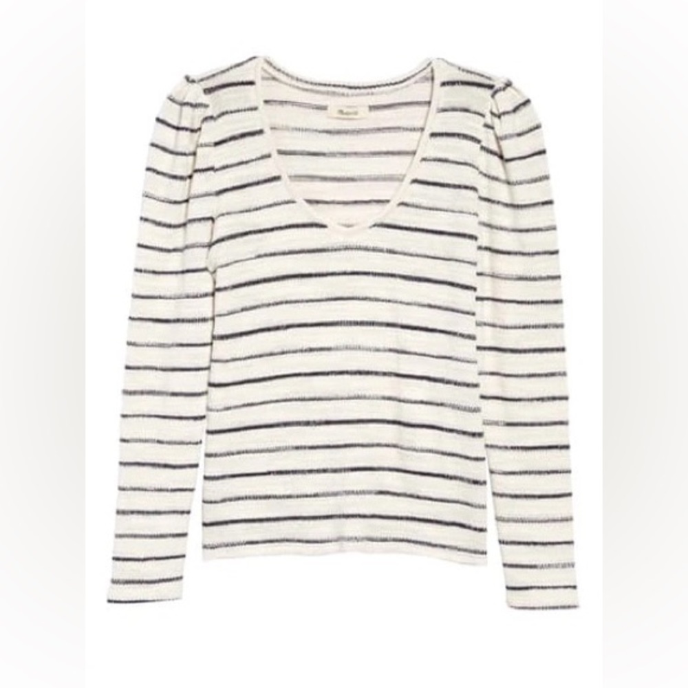 Madewell V-Neck Gathered Sleeve Top
